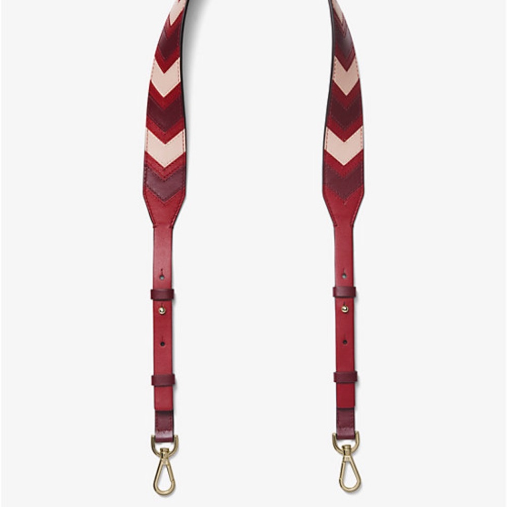 NWT Michael Kors Chevron Tricolor Maroon Leather Shoulder Strap